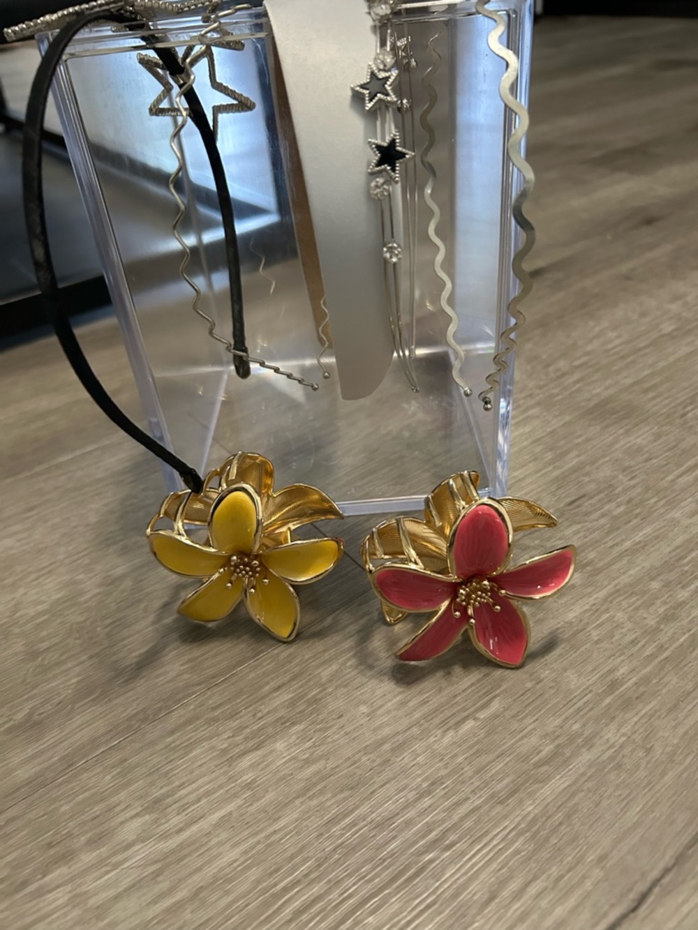 7 pcs for Hair Floral Enamel Pendant Necklace - Yellow & Pink